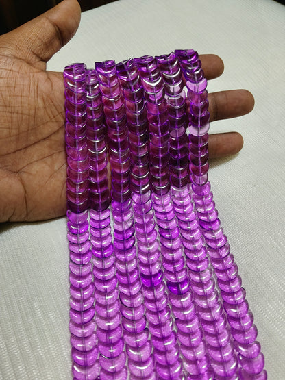Luminous Lavender Glass Moon Beads - Pack of 2 Strings
