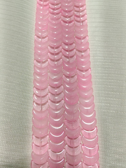 Delicate Rose Pink Glass Moon Beads - Pack of 2 Strings