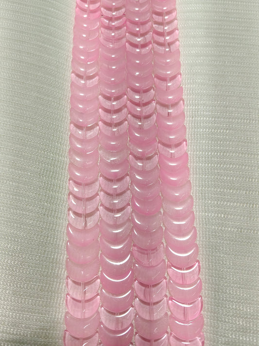 Delicate Rose Pink Glass Moon Beads - Pack of 2 Strings