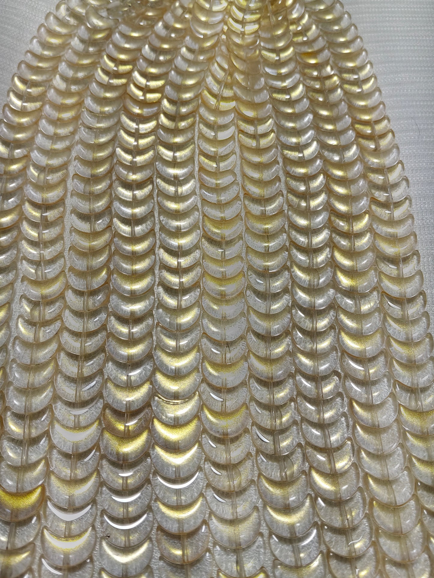 Sparkling Gold-Flecked Glass Moon Beads - Pack of 2 Strings