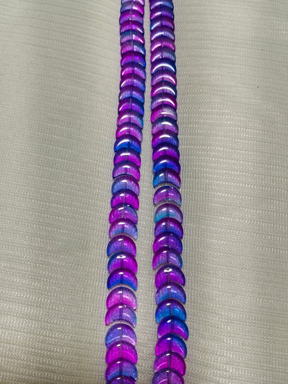 Mesmerizing Bi-Color Glass Moon Beads (Purple & Blue) - Pack of 2 Strings