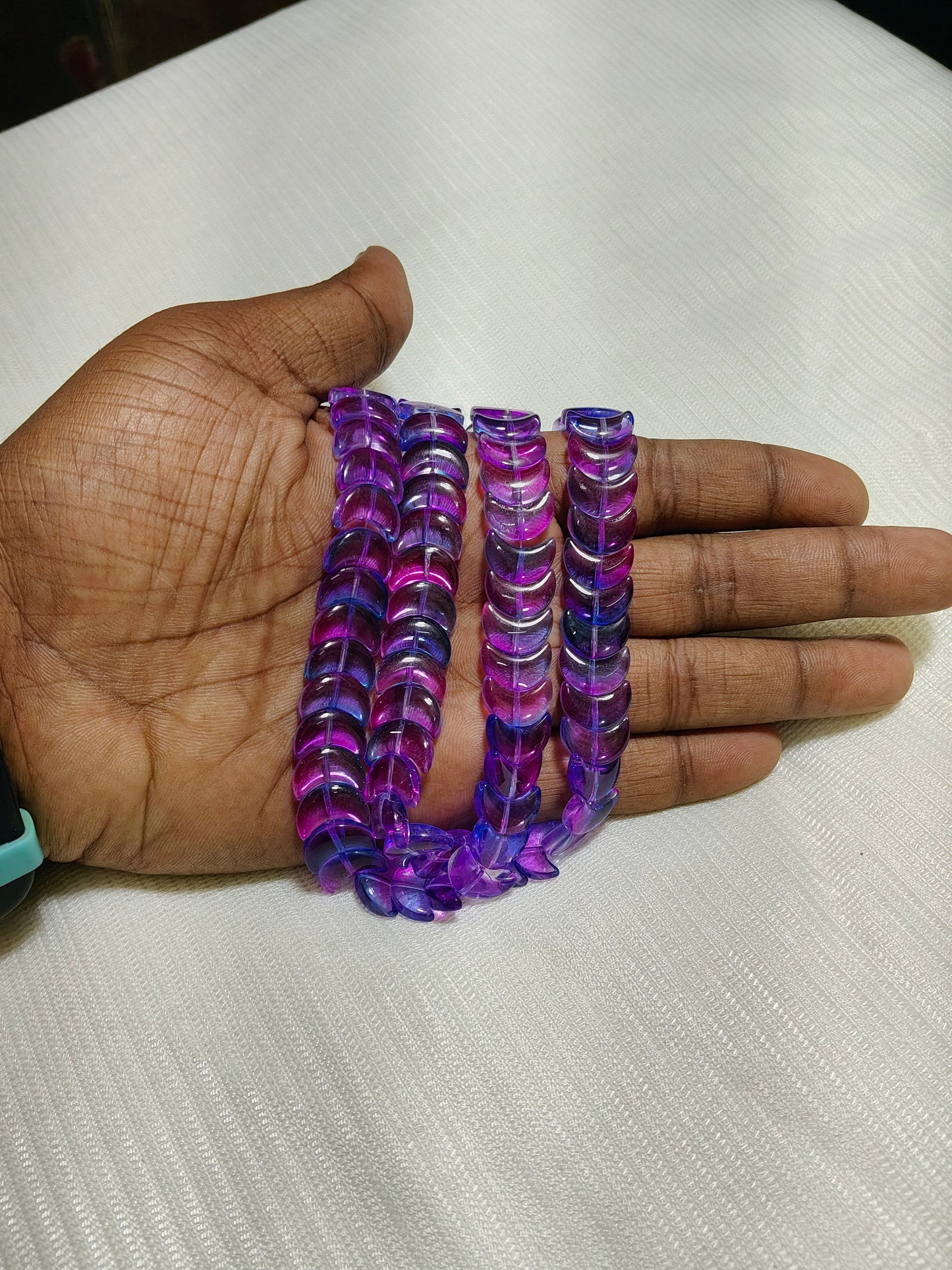 Mesmerizing Bi-Color Glass Moon Beads (Purple & Blue) - Pack of 2 Strings