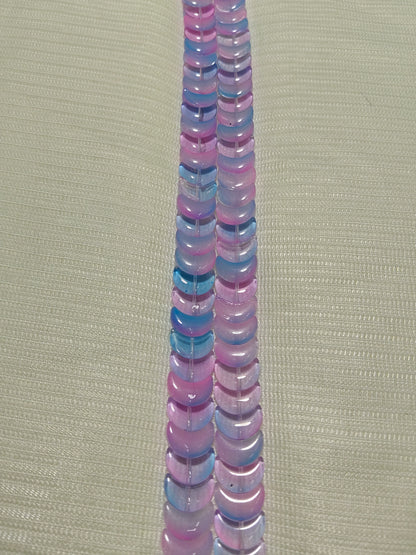 Enchanting Bi-Color Glass Moon Beads (Pink & Blue) - Pack of 2 Strings