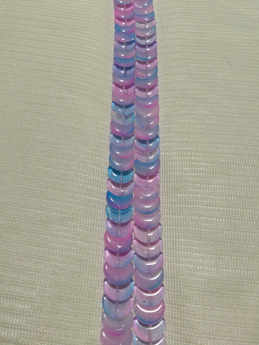 Enchanting Bi-Color Glass Moon Beads (Pink & Blue) - Pack of 2 Strings