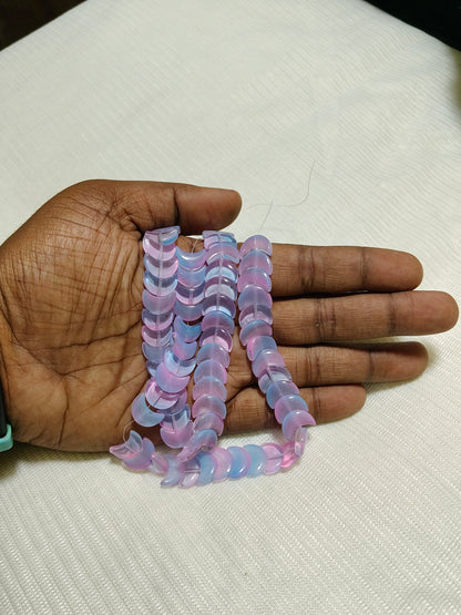 Enchanting Bi-Color Glass Moon Beads (Pink & Blue) - Pack of 2 Strings