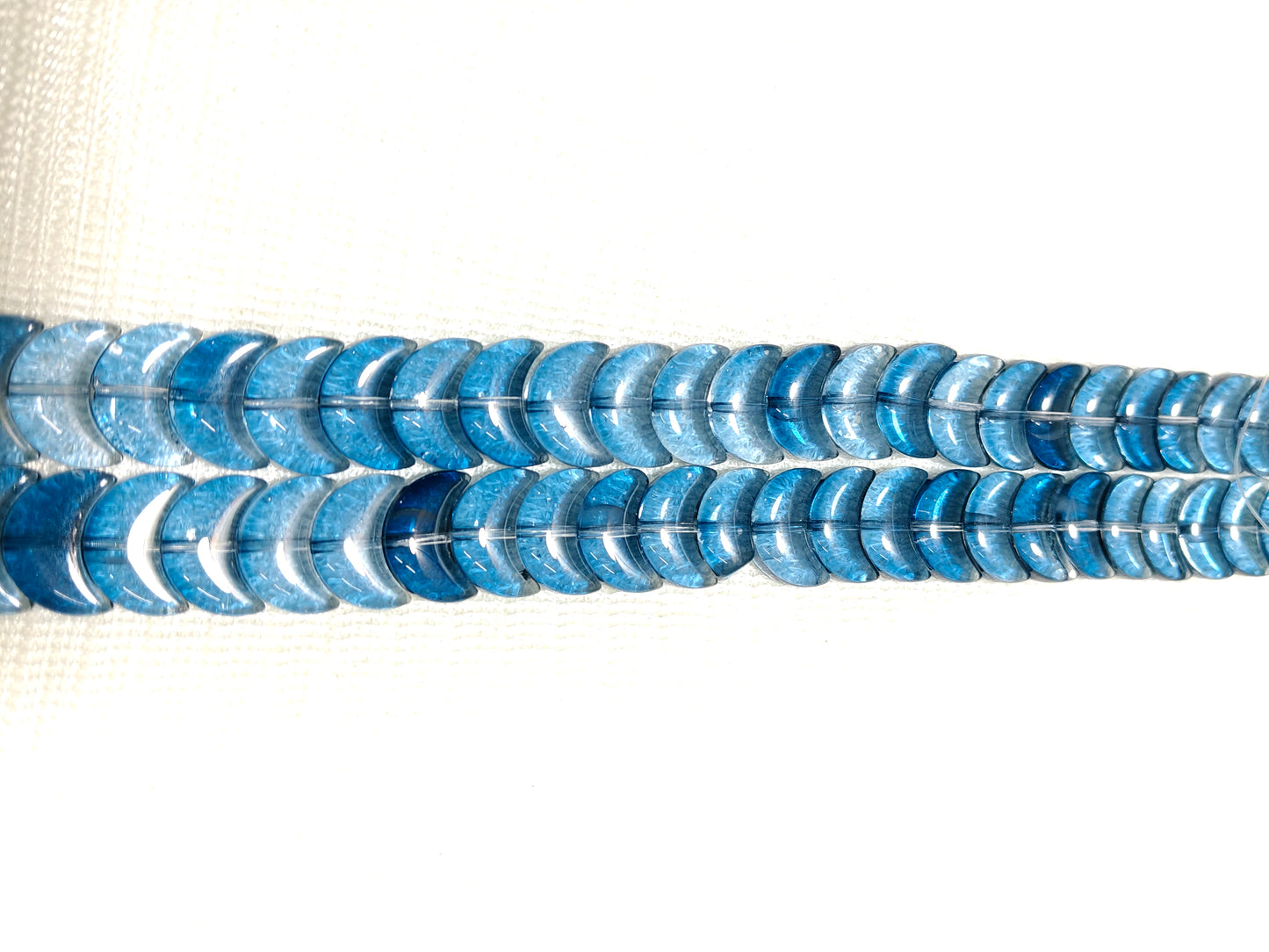 Deep Ocean Blue Glass Moon Beads