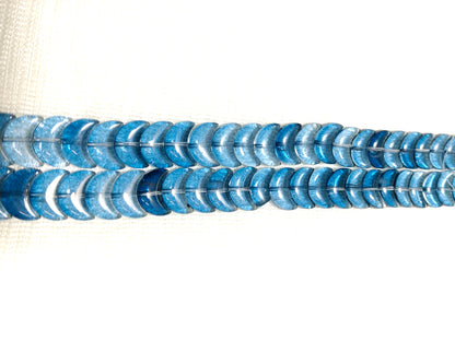 Deep Ocean Blue Glass Moon Beads