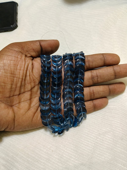 Deep Ocean Blue Glass Moon Beads