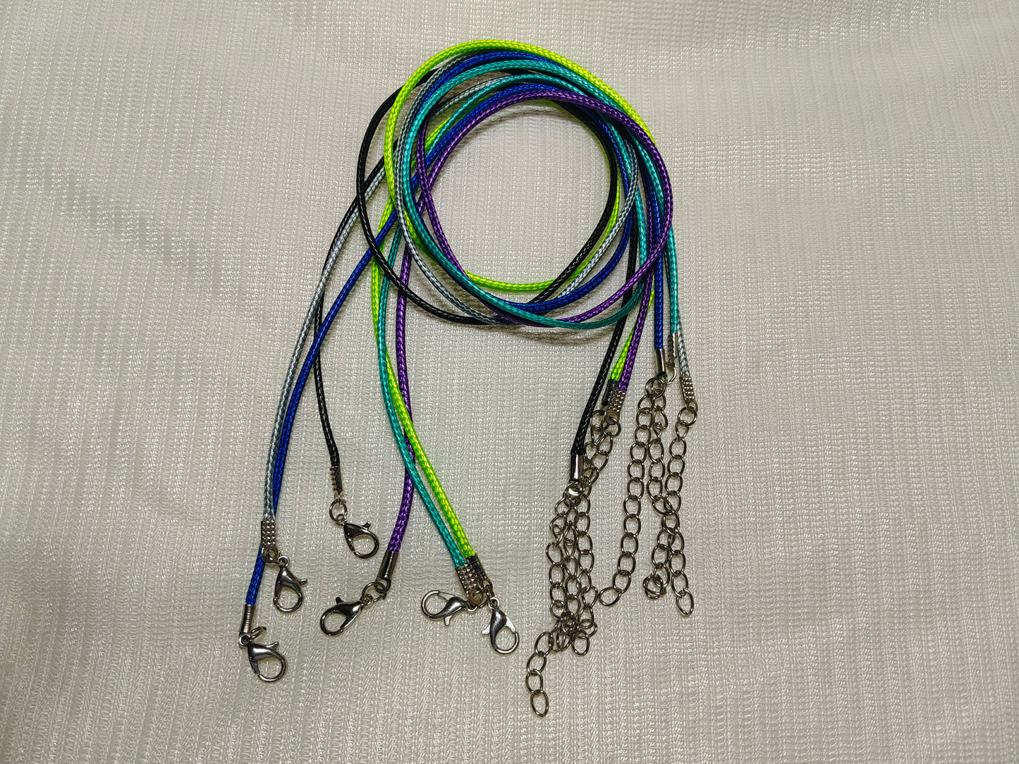 Set of 10 Colorful Cord Chains for Pendants & Charms (Adjustable Length)