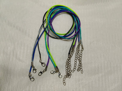 Set of 10 Colorful Cord Chains for Pendants & Charms (Adjustable Length)