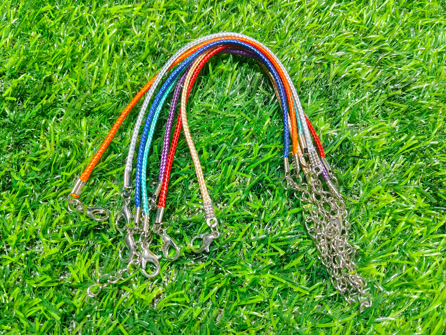 Set of 10 Colorful Cord Chains for Pendants & Charms (Adjustable Length)