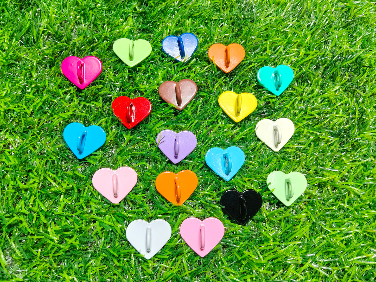 Heart-Shaped Multi-Color Plastic Clips/Charms -(Pack of 10)