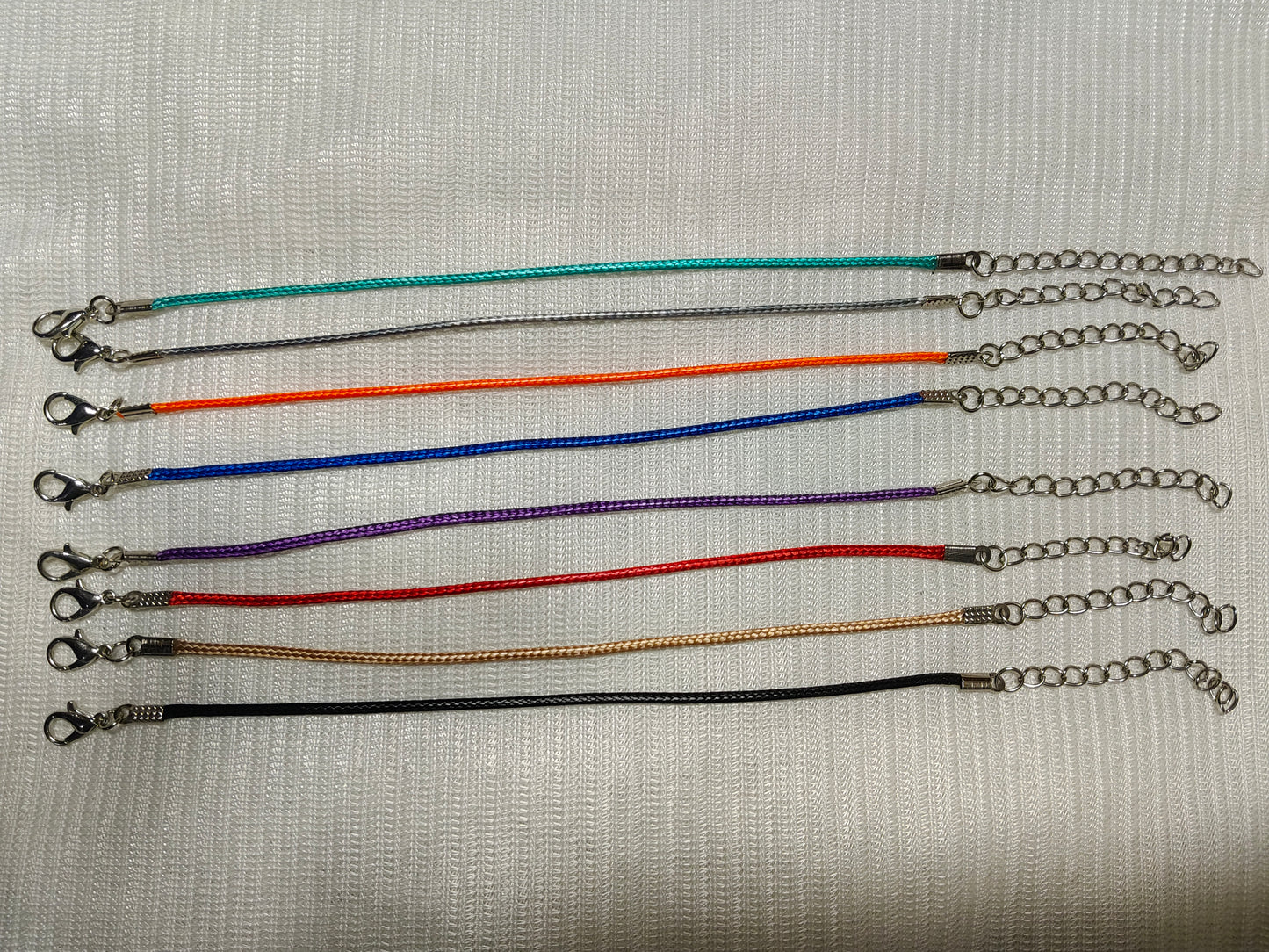 Set of 10 Colorful Cord Chains for Pendants & Charms (Adjustable Length)