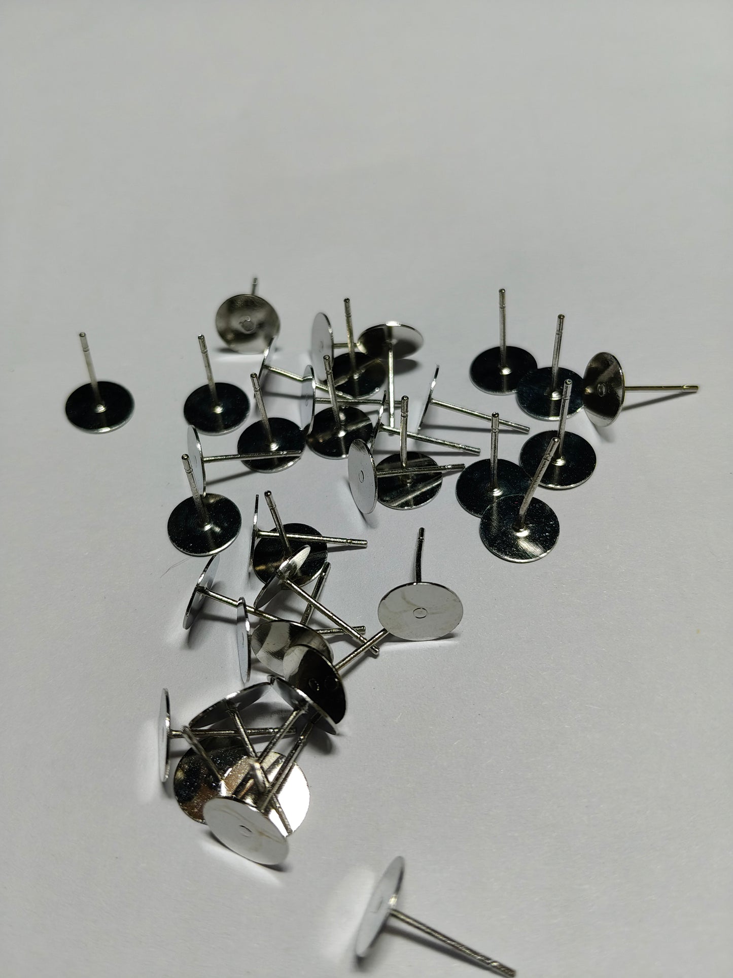Anti-Tarnish Earring Stud Posts with 8mm Flat Pad (Pack of 50 pcs
