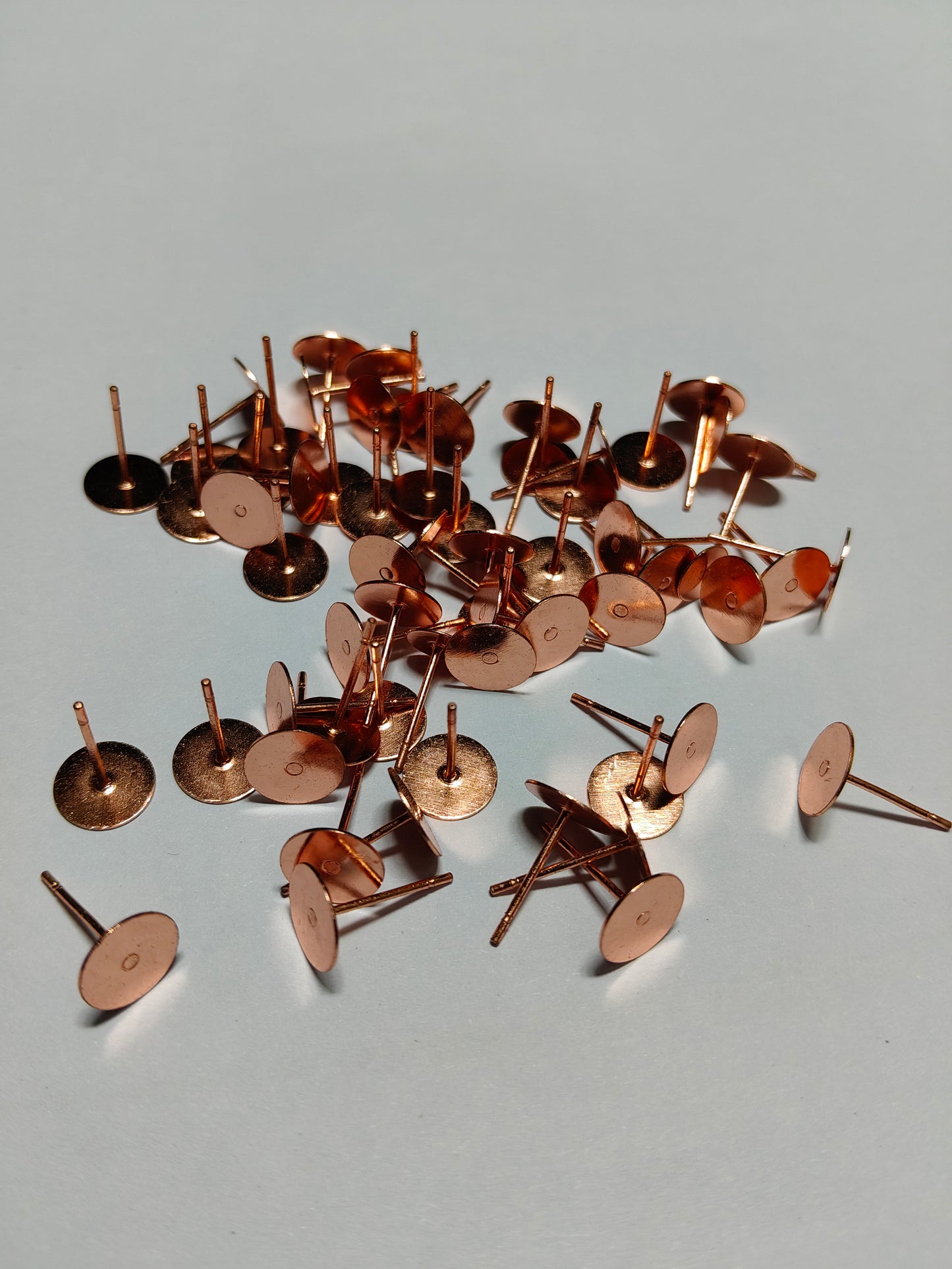 Anti-Tarnish Earring Stud Posts with 8mm Flat Pad (Pack of 50 pcs