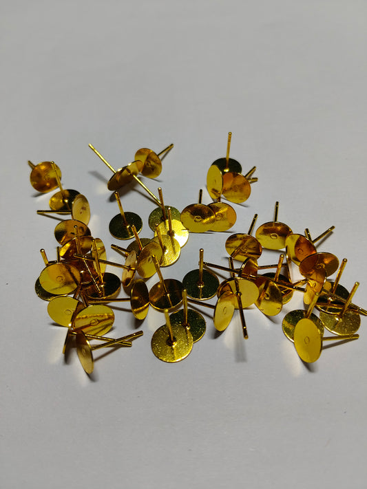 Anti-Tarnish Earring Stud Posts with 8mm Flat Pad (Pack of 20)