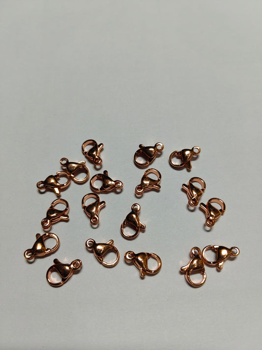 Anti-Tarnish Copper Tone Lobster Clasp Hooks (Pack of 50, Jewelry Fastener)