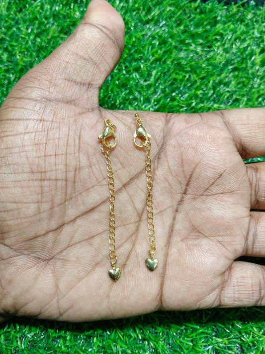 Anti-Tarnish Gold Tone Adjustable Extender Chain with Heart Drop (Pack of 10)
