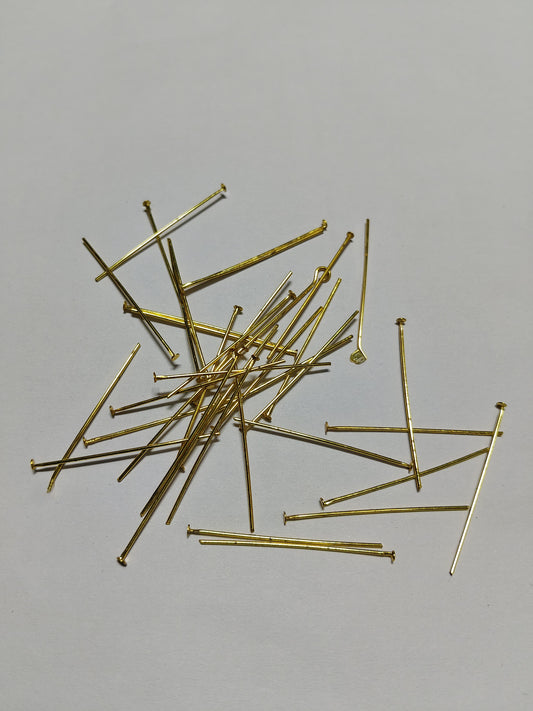 100 Pcs Premium Anti-Tarnish 18K Gold Plated Head Pins - Flat End Jewelry Findings