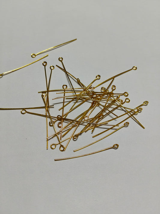 100 Pcs Anti-Tarnish 18K Gold Plated Eye Pins - Jewelry Making