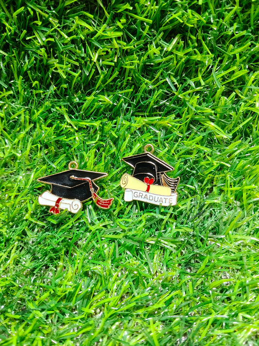Pack of 5 Graduation Charms – Enamel Cap and Diploma Pendants for Jewelry Making & Crafts
