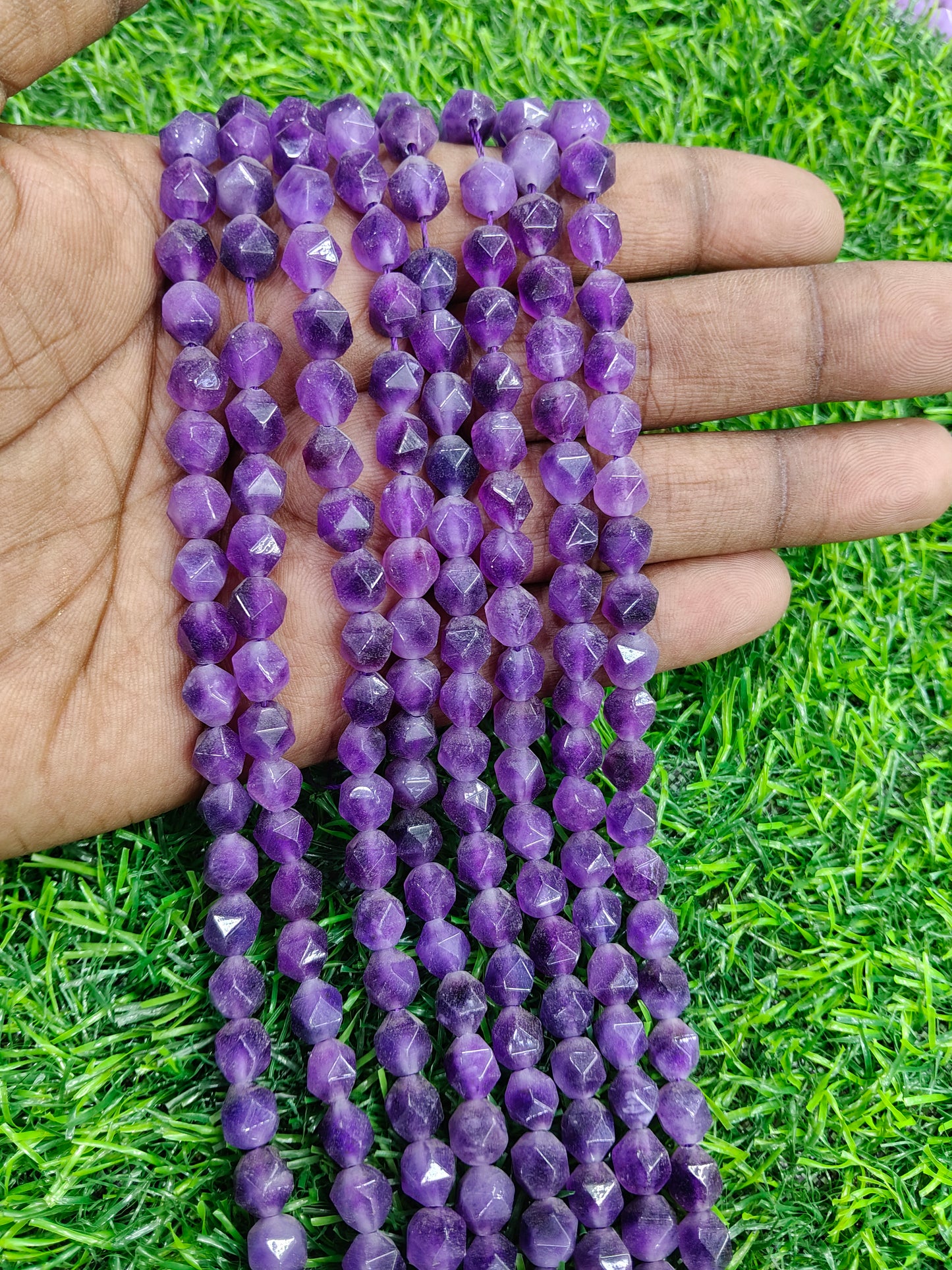 Premium 10mm Faceted Roundel Amethyst/Onyx Beads - Deep Violet (Approx. 38 Pcs/String)