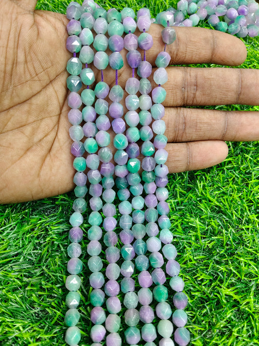 Green & Purple Ombre Onyx Beads 10mm | Faceted Star Cut Bi-Color Gemstone for Jewelry Making (Approx. 38 Pcs/String)