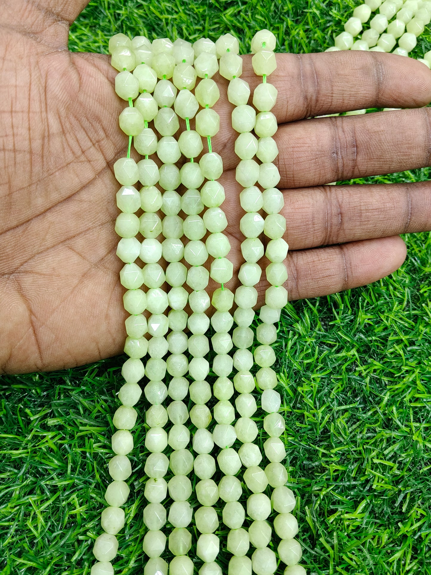 Premium 10mm Faceted Neon Green Gemstone Beads (Lemon/Chartreuse Color) - Approx. 38 Pcs/String