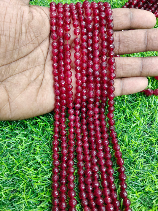 Premium 8mm Faceted Deep Red Onyx Gemstone Beads - Approx. 38 Pcs/String - Jewelry Making Supplies
