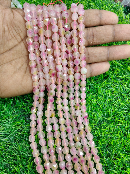 Premium 10mm Faceted Multi-Color Pink & Green Onyx Gemstone Beads - Approx. 38 Pcs/String