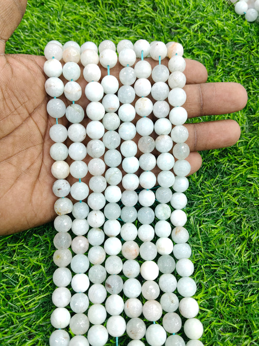 10mm Polished White Onyx Beads - Approx. 38 Pcs/String - Milky Gemstone Supplies