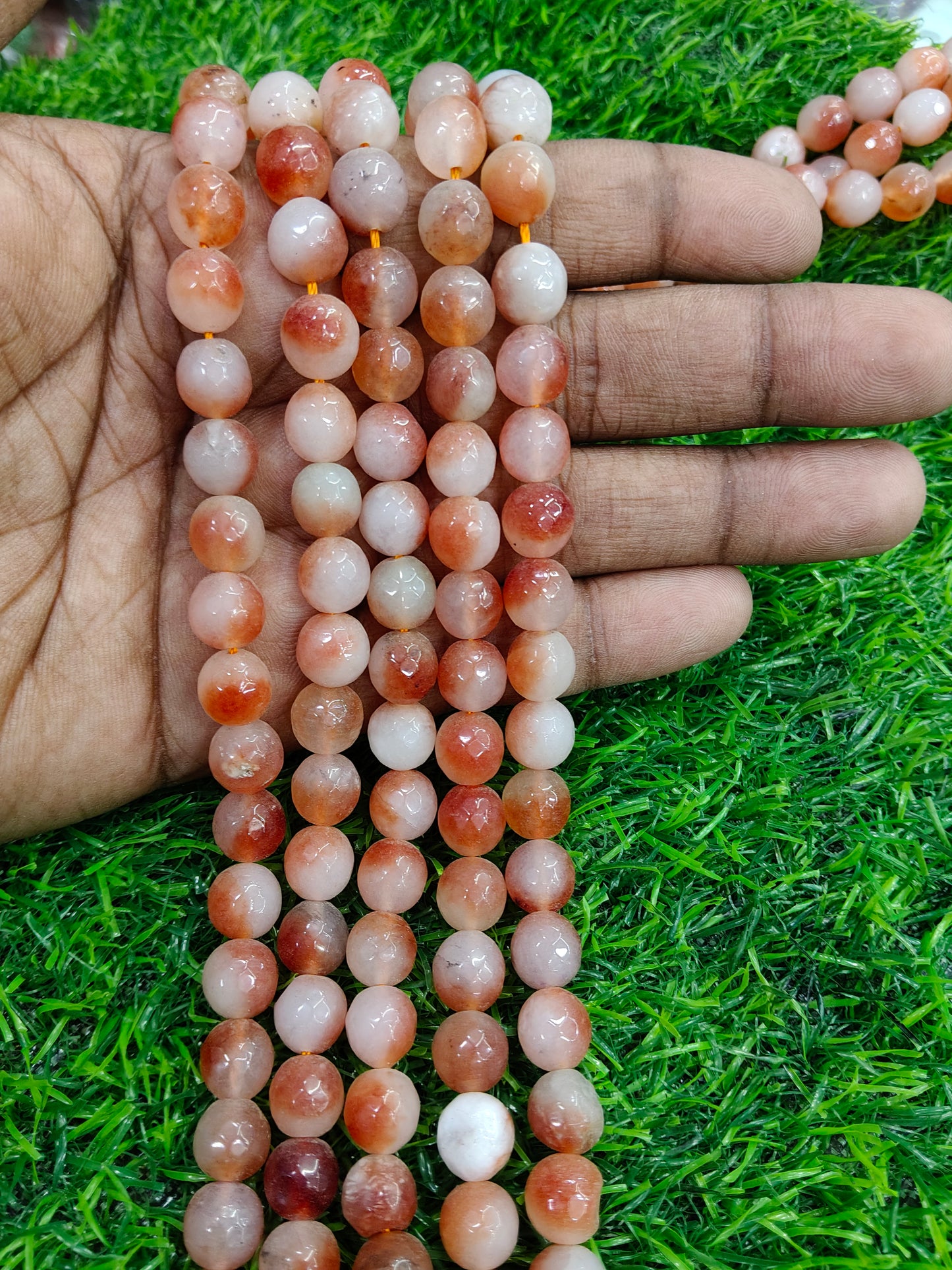 Natural Orange Carnelian Agate Onyx Round Beads (Approx. 38 Pcs/String)
