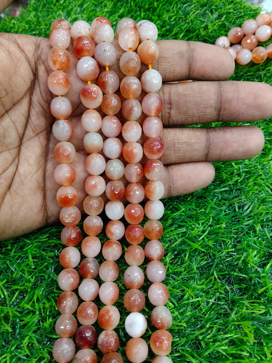 Natural Orange Carnelian Agate Onyx Round Beads (Approx. 38 Pcs/String)