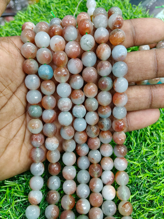 Natural Earth Tone Agate Onyx Faceted Beads - Rustic Blend (Approx. 38 Pcs/String)