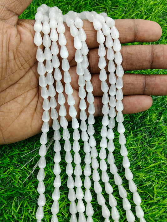 Elegant White Teardrop Beads Comes in Single String