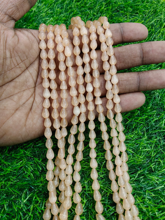 Warm Peach Teardrop Beads - Comes in Single String
