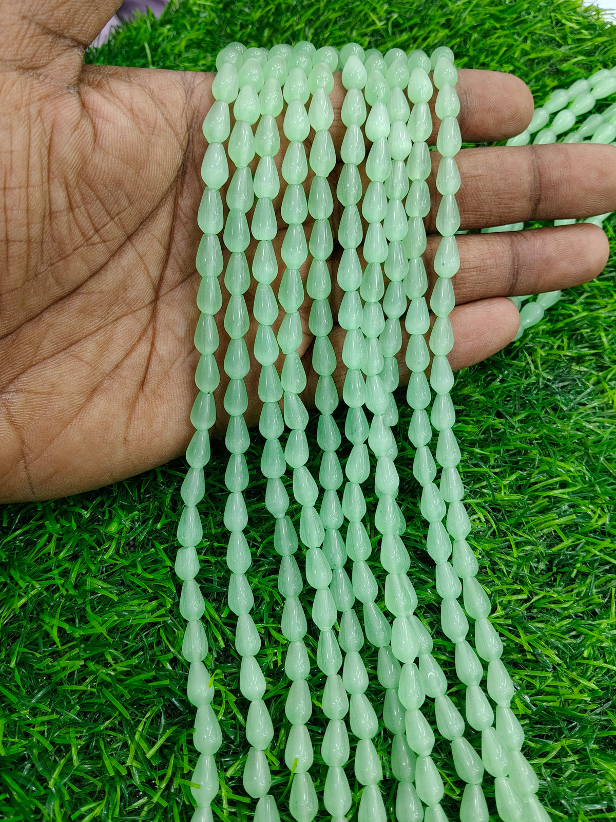 Monalisa original beads  size 8@11 Refreshing Mint Green Teardrop Beads - Comes in Single String