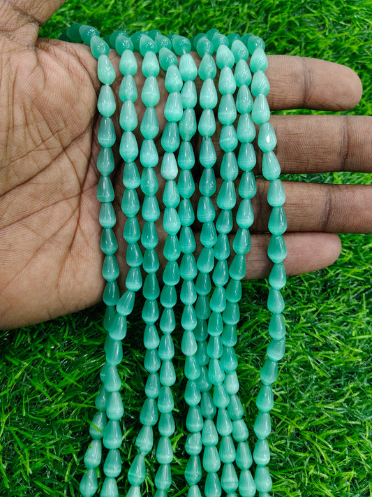 Luminous Seafoam Teardrop Beads - Comes in Single String