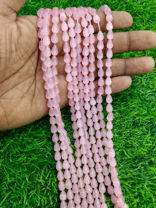Romantic Rose Pink Teardrop Beads - Comes in Single String