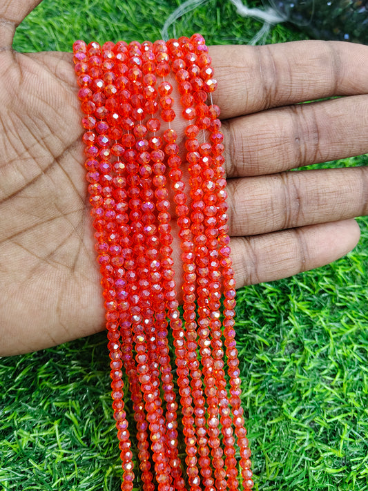 Bright Mandarin Orange Faceted Glass Beads - (Pack of 10 String) 4mm Approx. 113pcs in Single string
