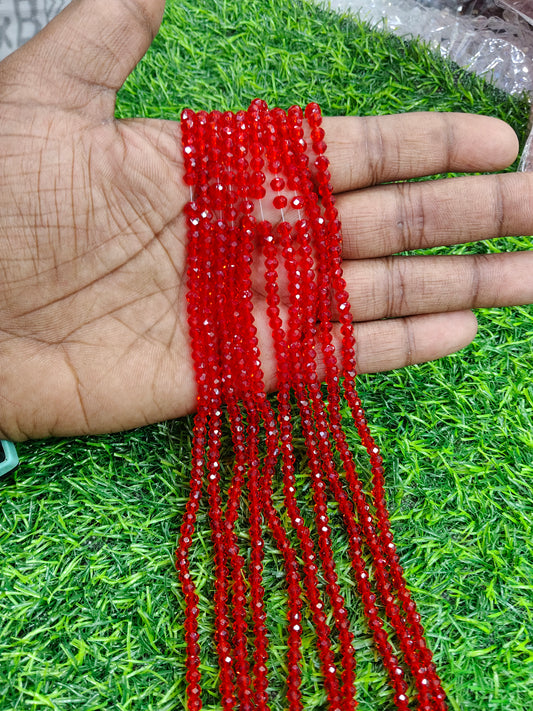 Classic Red Faceted Glass Beads - (Pack of 10 String) 4mm Approx. 113pcs in Single string