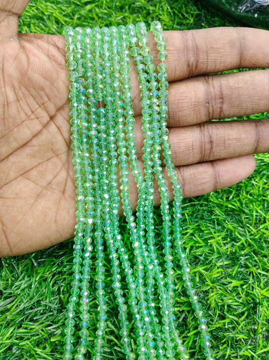 Aqua & Lime Green Faceted Glass Beads  - (Pack of 10 String) 4mm Approx. 113pcs in Single string