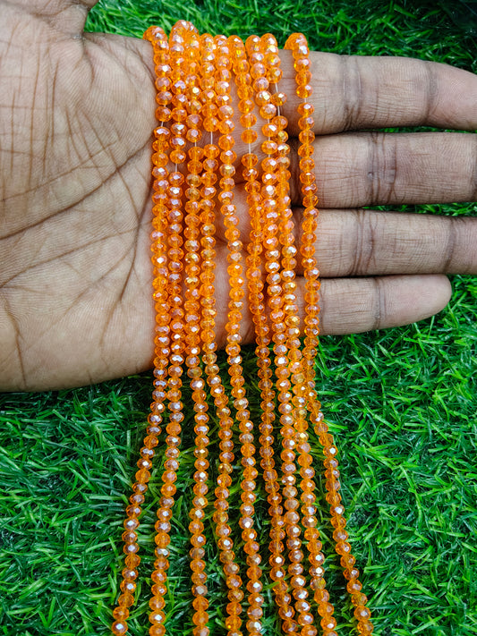 Orange Faceted Glass Crystal Beads Strand - (Pack of 10 String) 4mm Approx. 113pcs in Single string