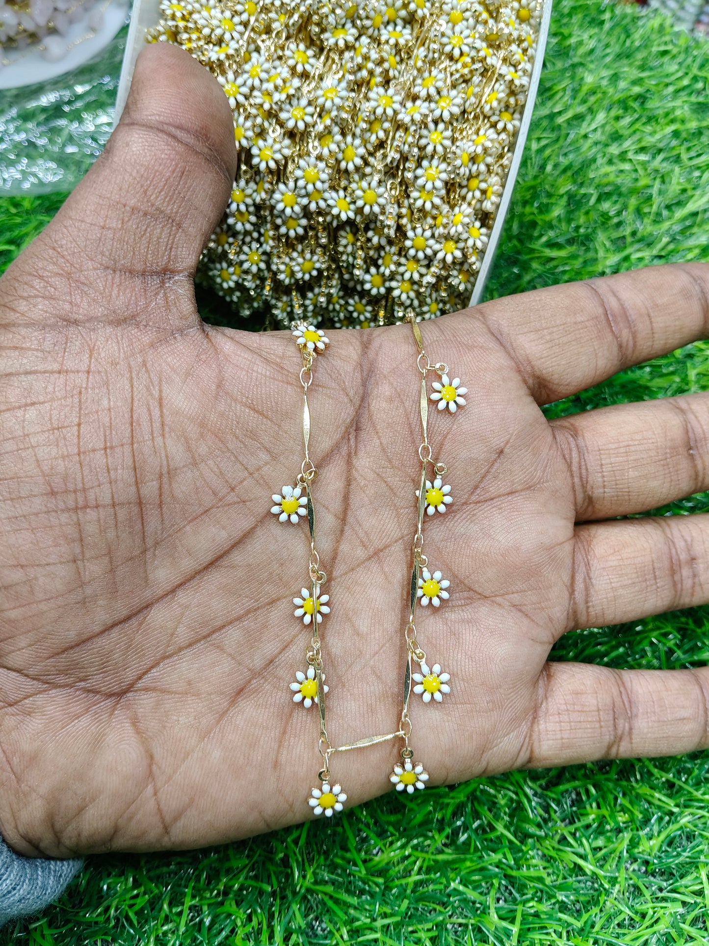 Anti-Tarnish Daisy Charm Copper Chain - Gold Tone (1 Meter)