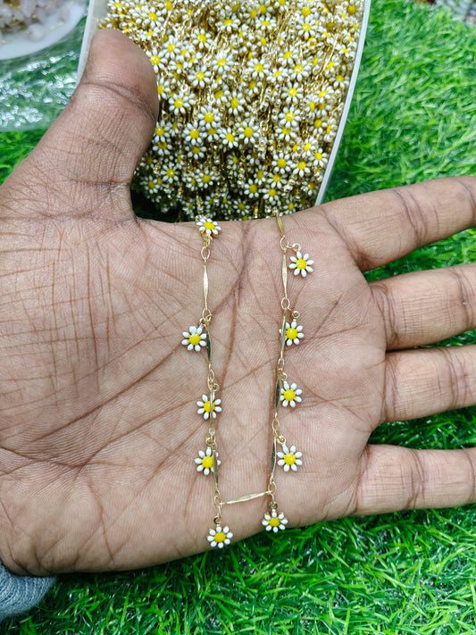 Anti-Tarnish Daisy Charm Copper Chain - Gold Tone (1 Meter)