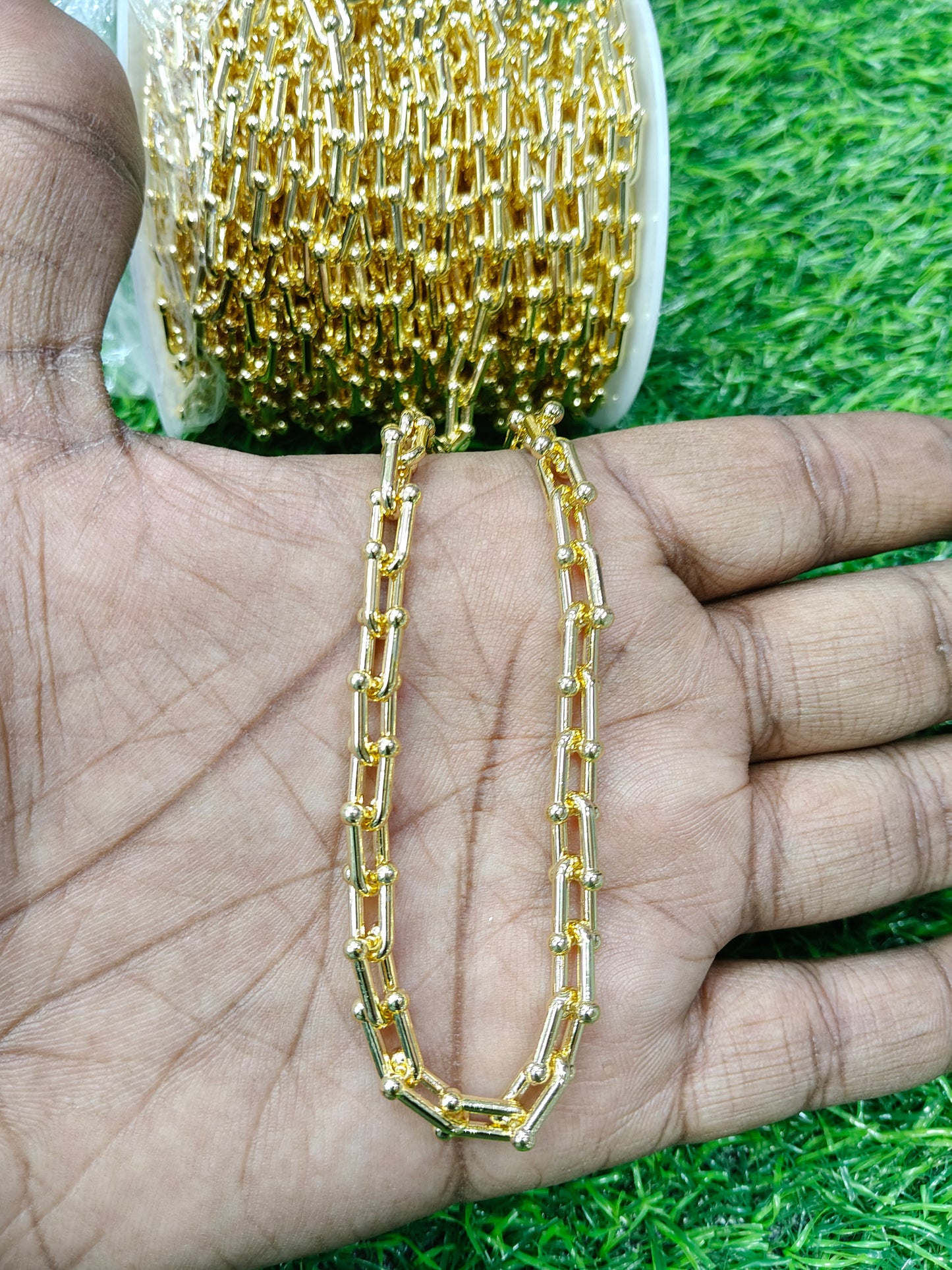 Anti-Tarnish Gold Tone U-Link Copper Chain (1 Meter)