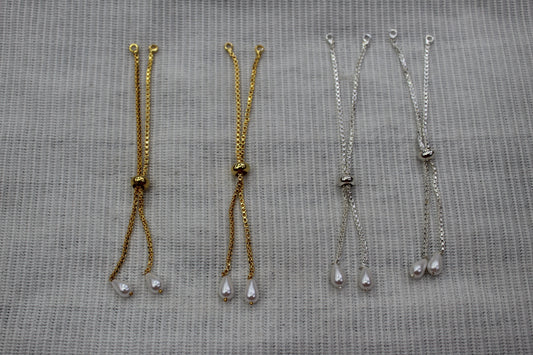 Gold Silver bracelet chain with white pearls silver Rakhi