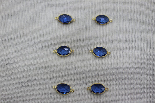 Connctor Oval Blue  Charms Anti Tarnish
