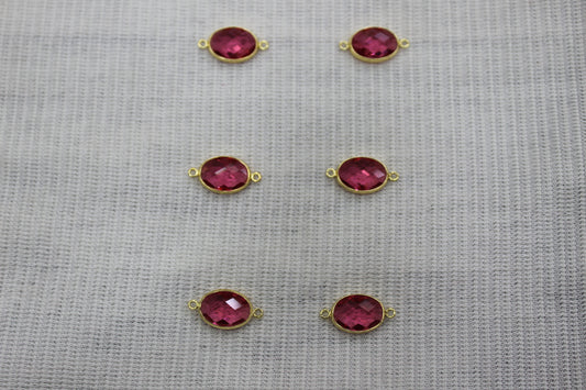 Connctor Oval Ruby Charms Anti Tarnish