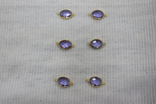 Connctor Oval Purple  Charms Anti Tarnish